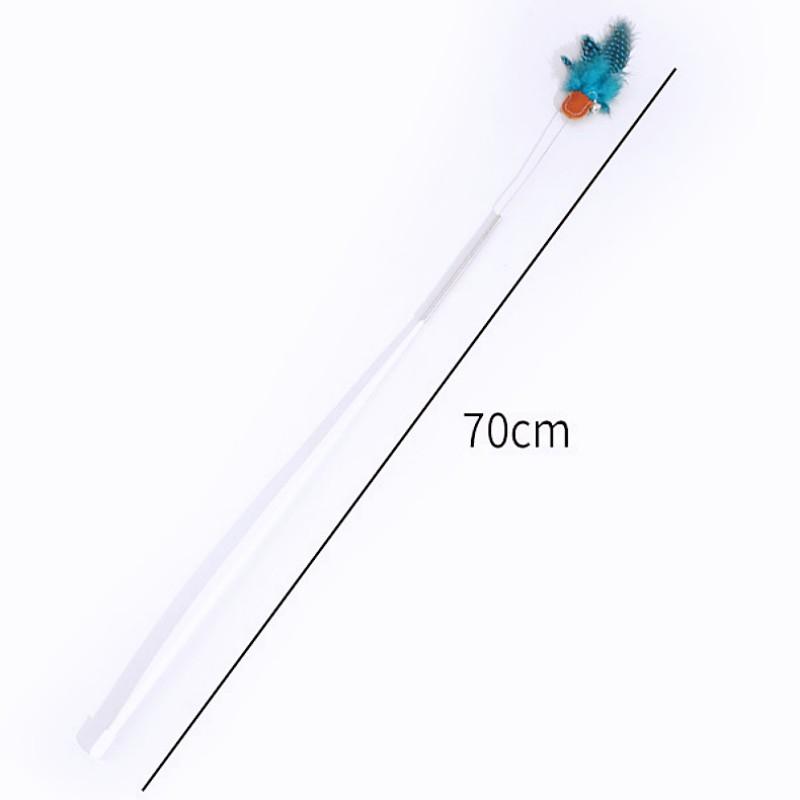 Cat Toy Feather Cat Toys Interactive Spring Handle Cats Teaser Stick Toys Self-hi Feather Sticks Cats Toy with Bell Pet Products