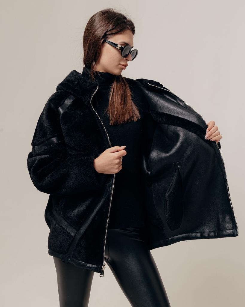 Double-sided Sheepskin Coat RR Designer 7590 44 Black