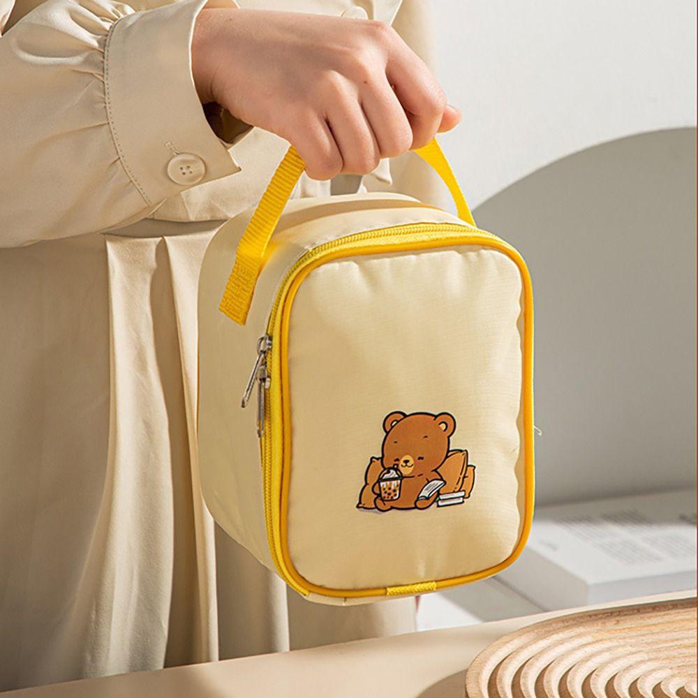Round Barrel Food Storage Bag Large-Capacity Tote Lunch Bag Portable Lunch Box