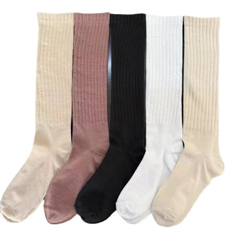 New Women's Stockings Spring Trends Casual Preppy Style Knee High Socks Female High Quality Solid Color Long Socks Comfy