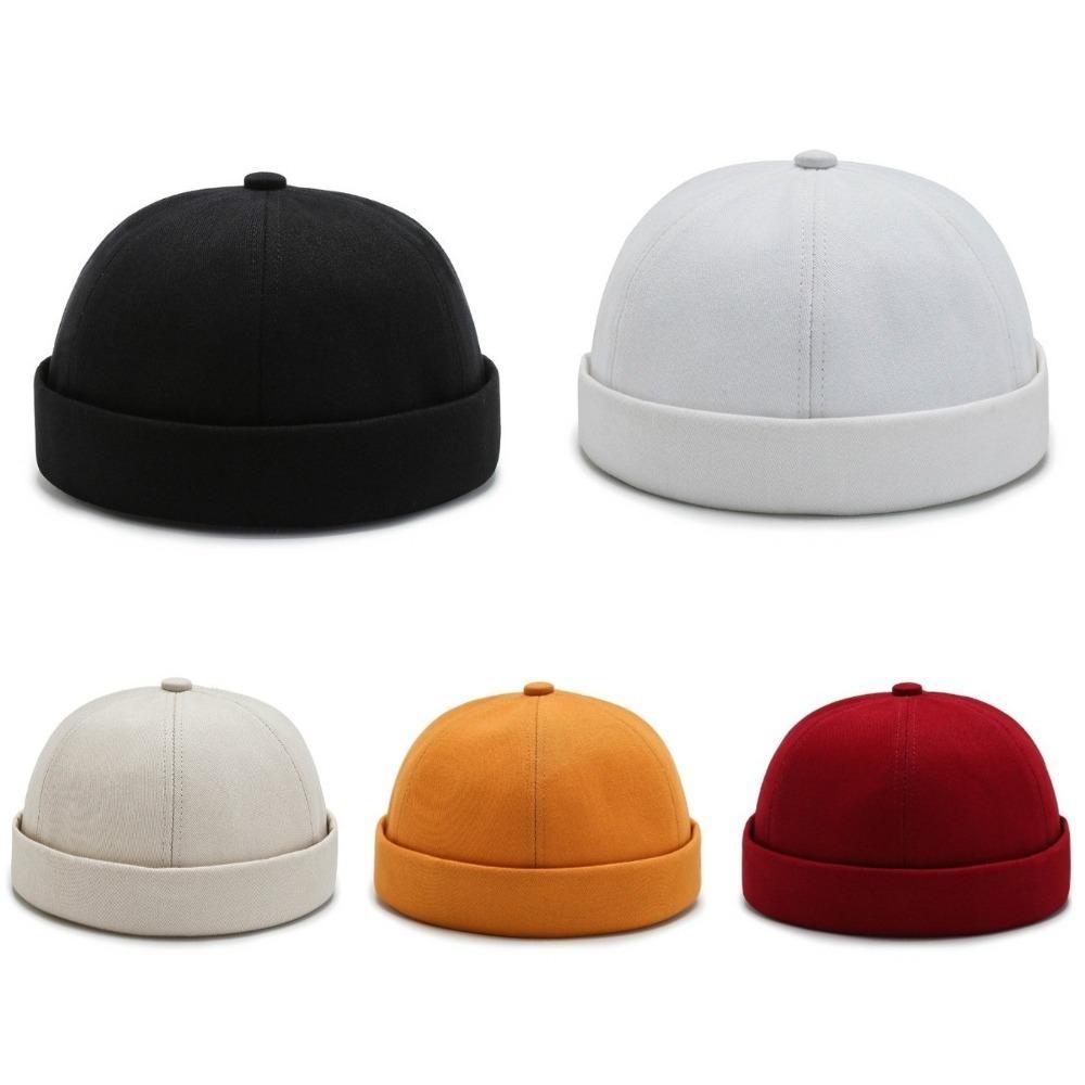 Cotton Brimless Hat Unisex Solid Color Melon Docker Cap Retro Men Women Skullcap  Street