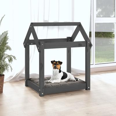Hundebett Grau 61x50x70 cm Massivkiefernholz