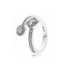 New 925 Silver Sparkling Bow Double Hearted Zircon Ring for Women DIY High Quality Wedding Jewelry Gifts
