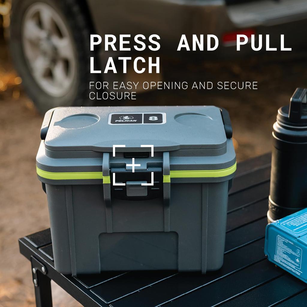 Pelican 8QT Personal Cooler Dry Box & (Dark Gray/Green)