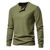 Spring Autumn Waffle Henley T-Shirt Men Basic Breathable Men's Long Sleeve Tops Tees Casual Solid Color Button T Shirts