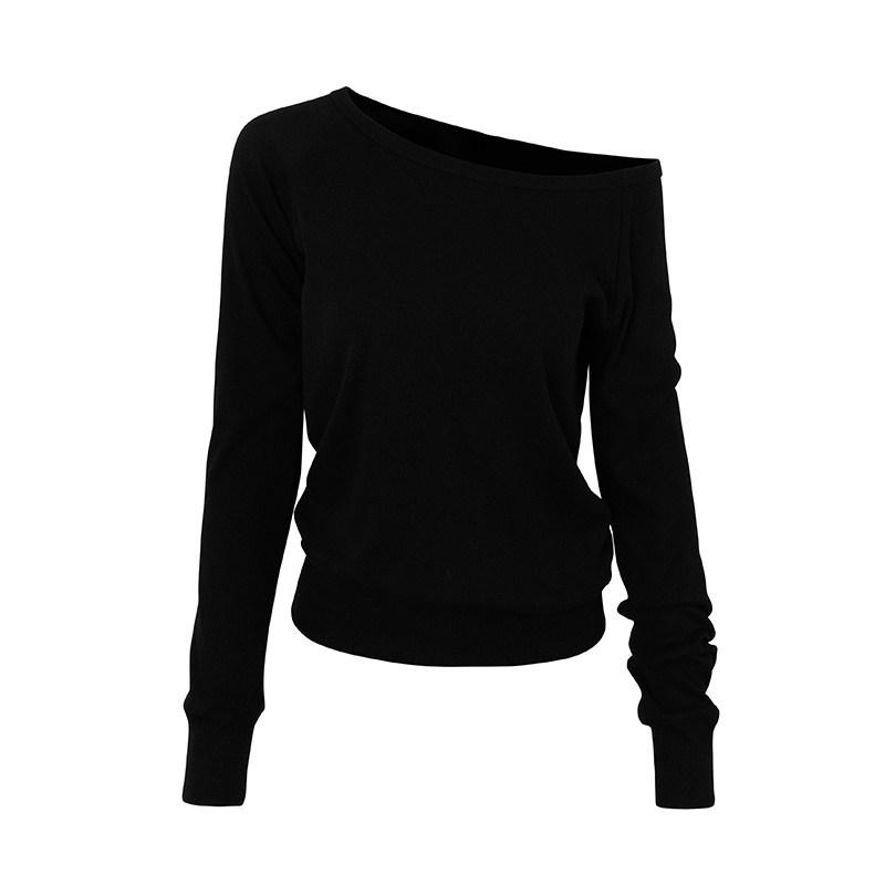 2025 Spring Women's Versatile Slimming Off/One-Shoulder Long-Sleeve T-Shirt