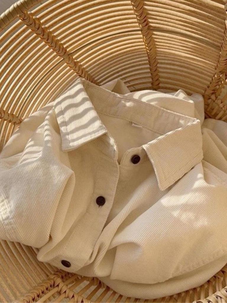 Korean Style Retro Corduroy Shirt: Women's Versatile Long Sleeve Spring/Autumn Layering Top