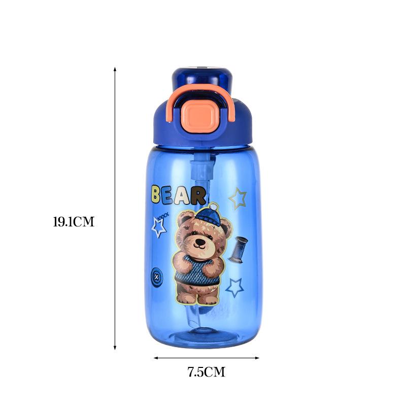 Plastic Cartoon Children's Water Cup with Straw Student Summer Kettle Outdoor Portable and Cute Good-looking Plastic Cup