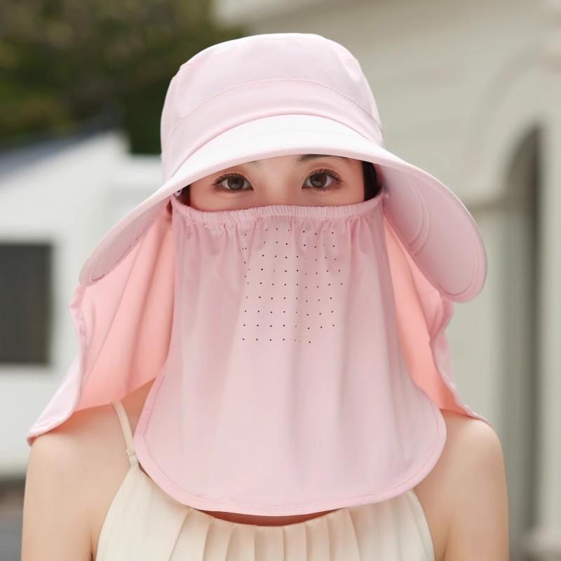 1pcs Casual Foldable Shawl Fisherman Hat Wide Brim Adjustable Ice Silk Sunscreen Hat Anti UV Breathable Tea Picking Hat Summer