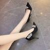 Fashion Temperament Stiletto Single Shoes Autumn New Pointed Toe Shallow Suede Slip-on Non-Slip Pearl Sequin Heels