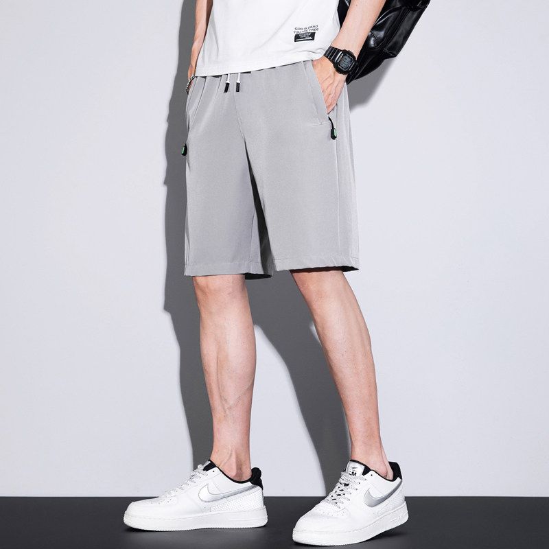 Fashionable Casual Quick-Dry Shorts for Men, Summer Elastic Waist Drawstring Trendy Versatile Sports Shorts