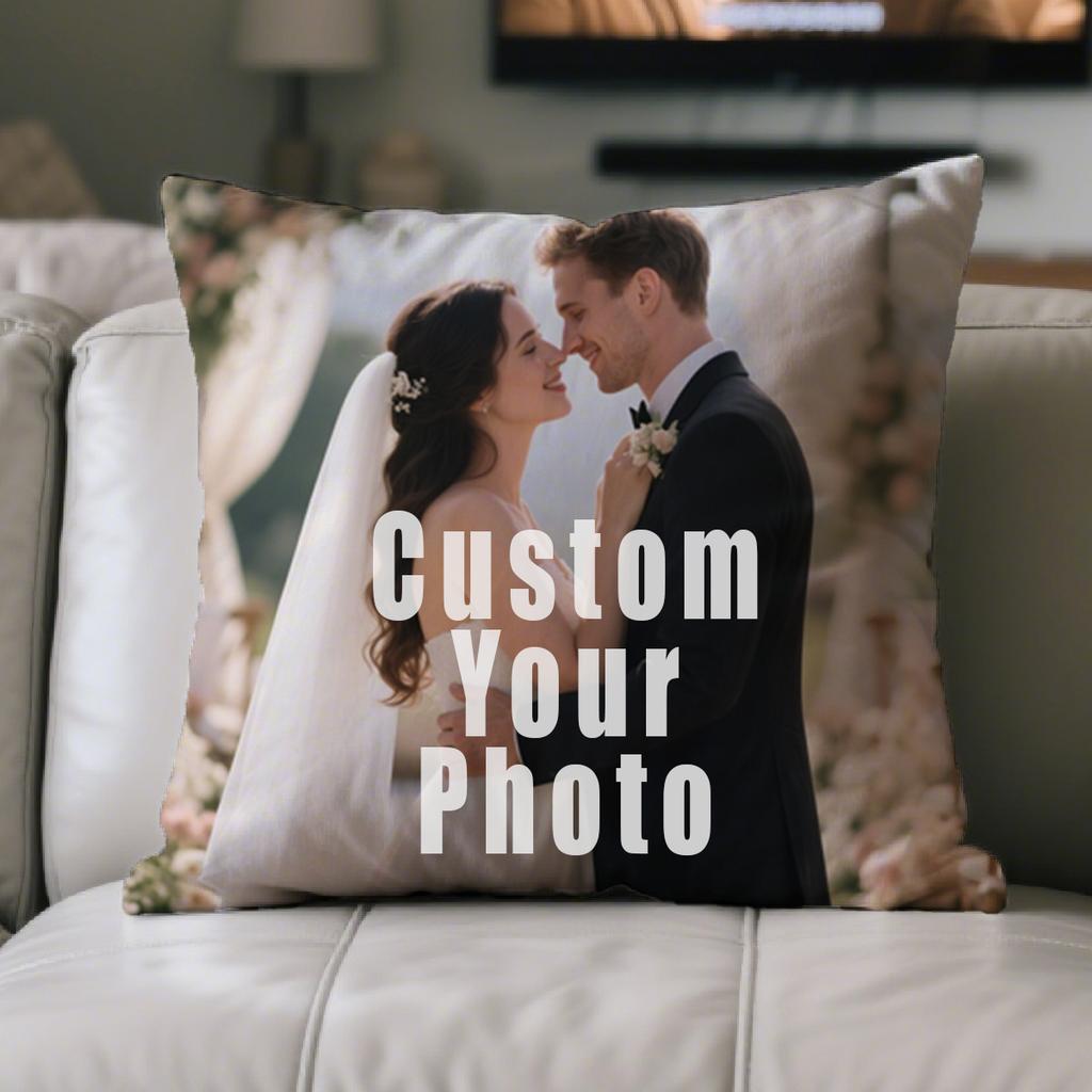 1 customized photo personalized pillowcase with modern checkered pattern, zipper closure, machine washable for uploading your ph