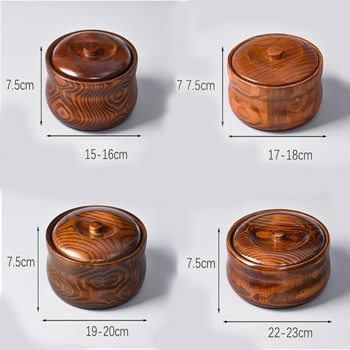 Solid Wooden Bowl with Lid Wooden Salad Bowl Reusable Serving Bowl for Salad, Fruits, Cereal, Soup, Rice, Everyday Use, Durable