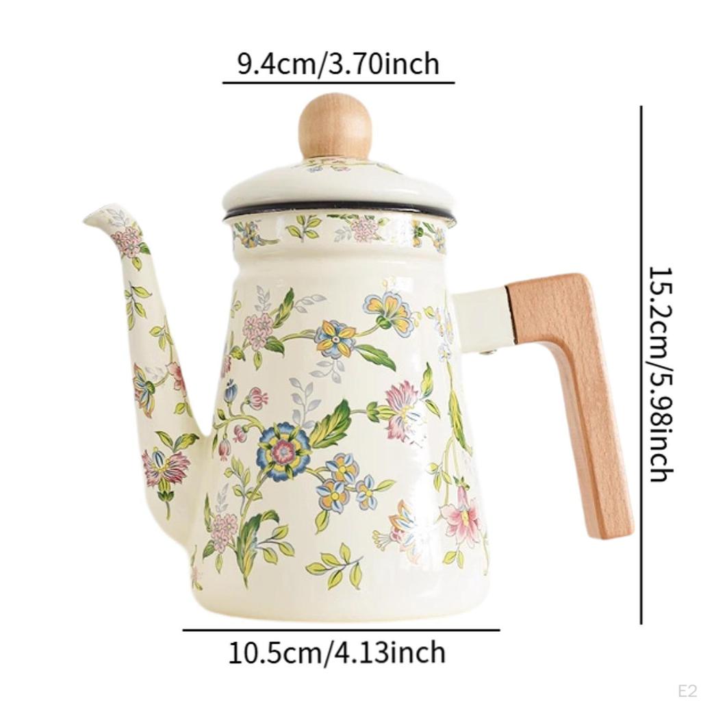 Enamel Tea Kettle Water Kitchen Coffee Vintage Design Thick Outdoor