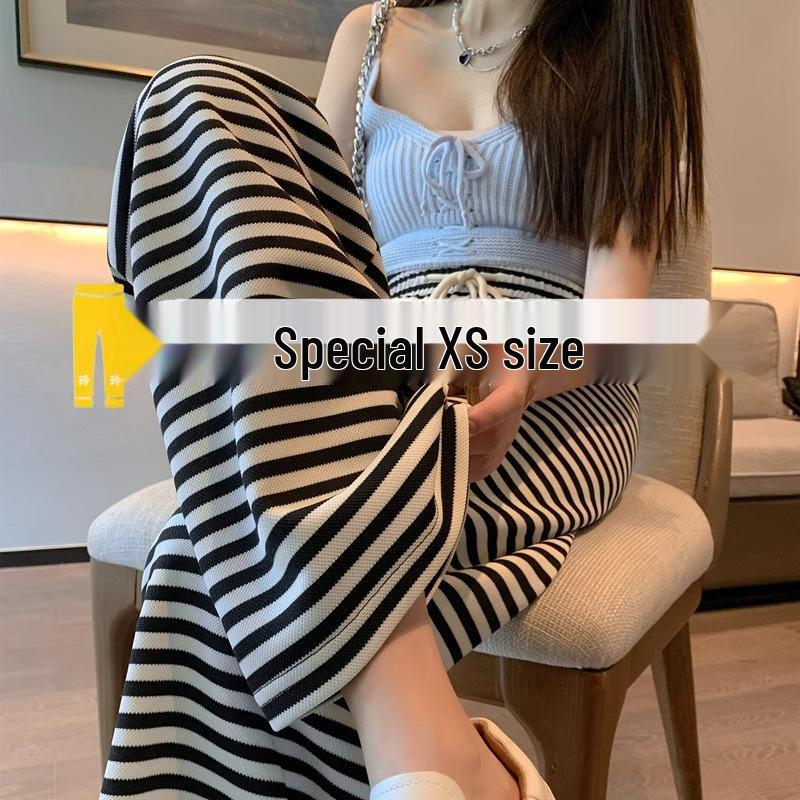 

2025 Korean Style Women s Striped Casual Pants - Petite High Waist, Black & White, Drapey Narrow Leg, Wide Leg, Straight Leg S (Recommend 80-95 Jin)