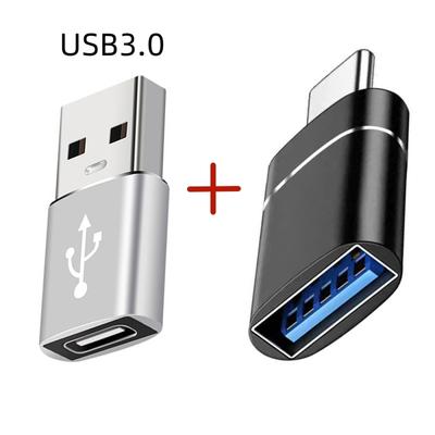 Lot de 2 adaptateurs de chargeur USB 3.0 vers Type C OTG, connecteur Type-C vers USB mâle vers Type-C, convertisseur d'adaptation pour PC, MacBook, voiture, USB, iPad