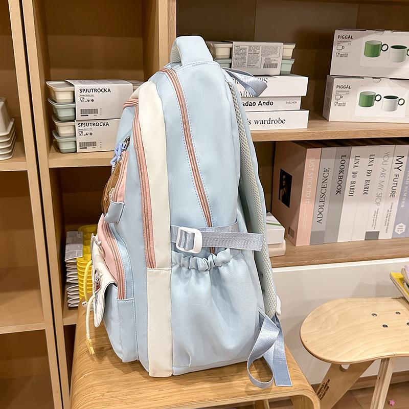 College Style Schoolbag Women's Contrast Color Stitching Large Capacity Backpack