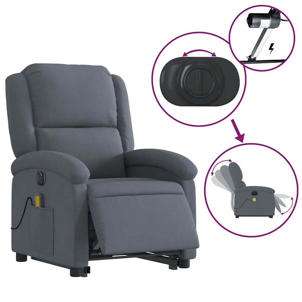 Vidaxl Lift-up Massage Chair, Electric, Reclining, Dark Grey