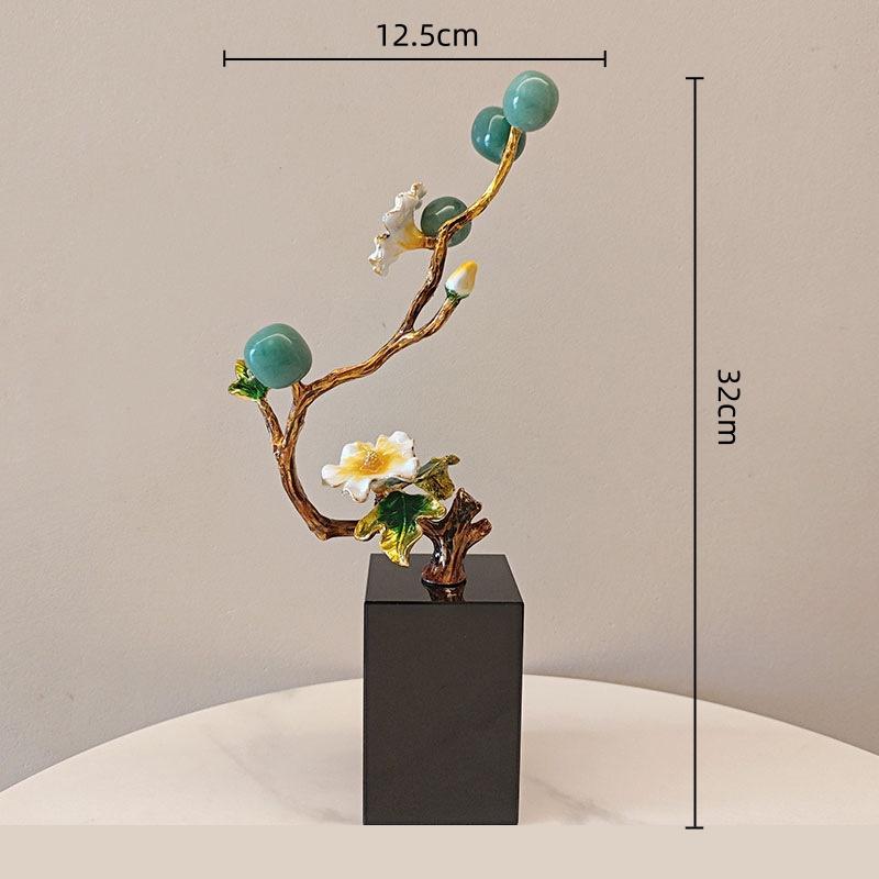 Metal Handicraft Golden Tree Plum Blossom Crystal Tree Artificial Sculpture Decorative Figurines Home Decoration Accessories