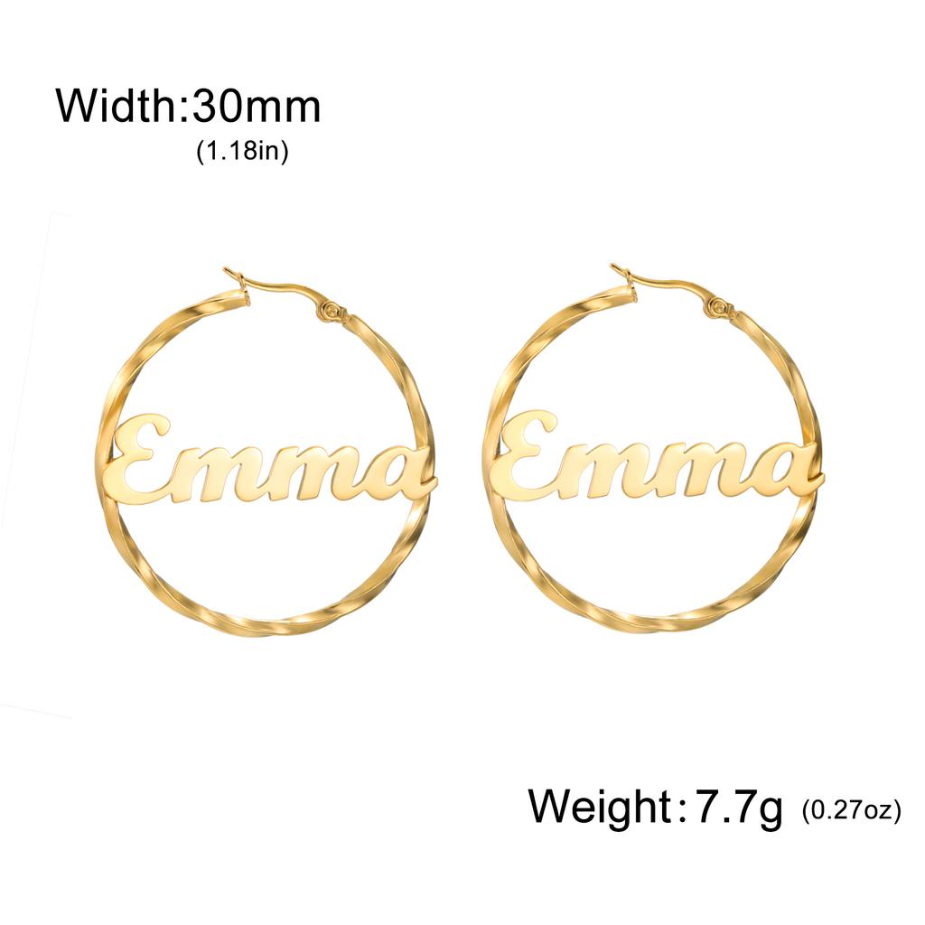 Lemegeton Customized Name Earrings 30 40 50mm Hiphop Hoop Earring Women Stainless Steel Jewelry Trend Personalized Birthday Gift