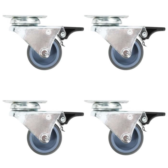 VidaXL Roulettes pivotantes doubles à double frein 4 pcs 50 mm