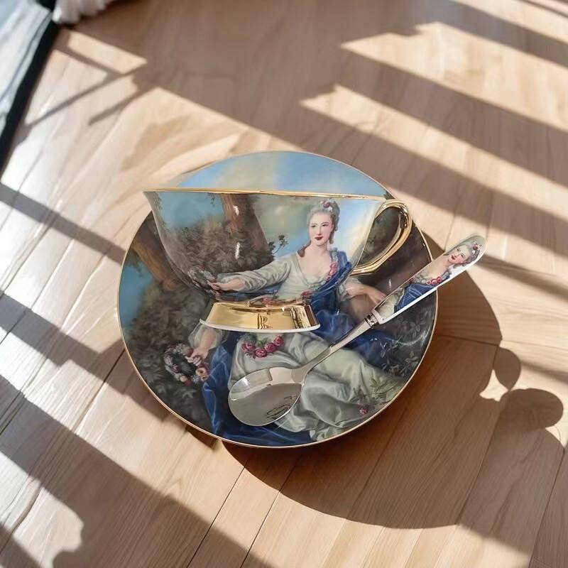 Elegant Oil Painting Coffee Cup & Saucer Set