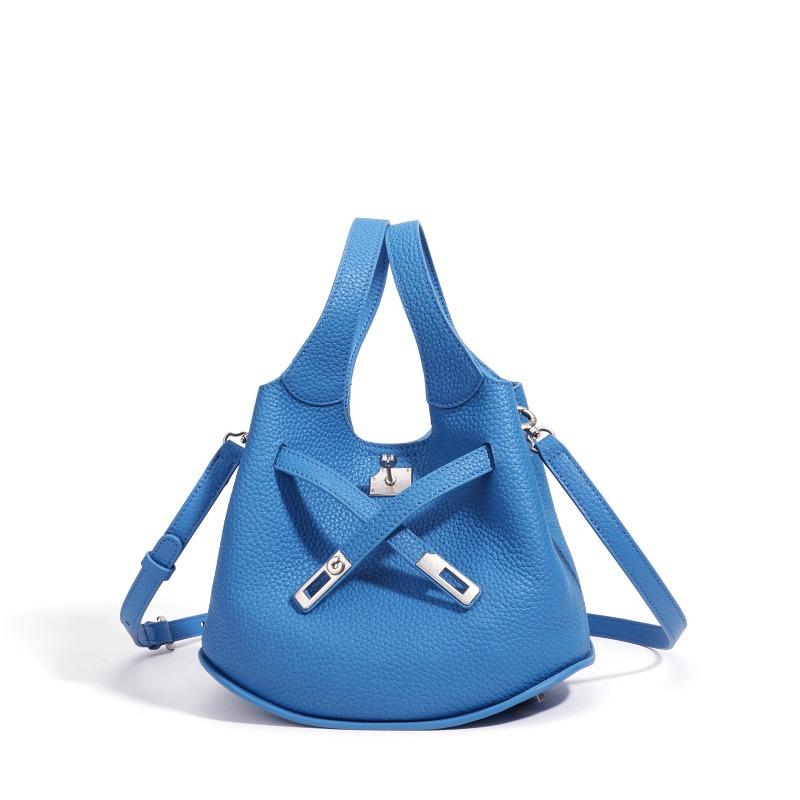 Light luxury commuter handbag bag exquisite first-layer cowhide vegetable basket bag genuine leather spring and summer new shoulder bucket bag