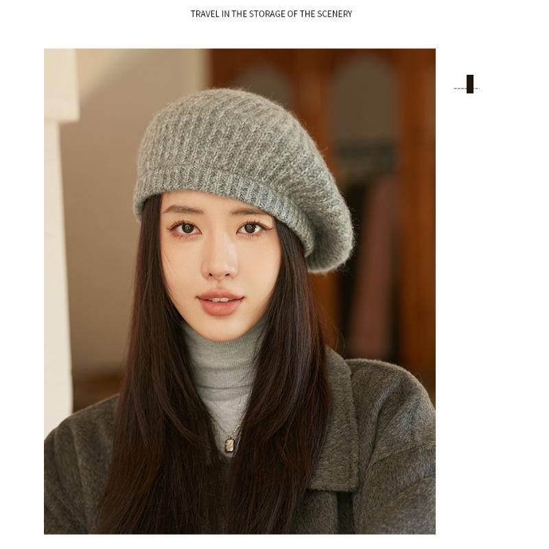 Autumn and Winter Hats, Children's Knitted Warm Woolen Hats, Solid Color Berets