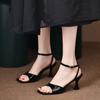 French square head open-toed stiletto sandals 2025 new niche design sense temperament sexy one-word buckle belt sandals women