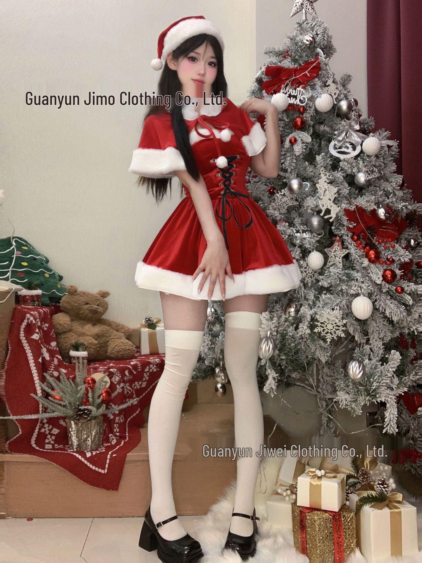 

Оксамитова Різдвяна сукня-накидка в стилі принцеси - Сексуальна мереживна білизна зі шнурівкою для жінок B82 One Size