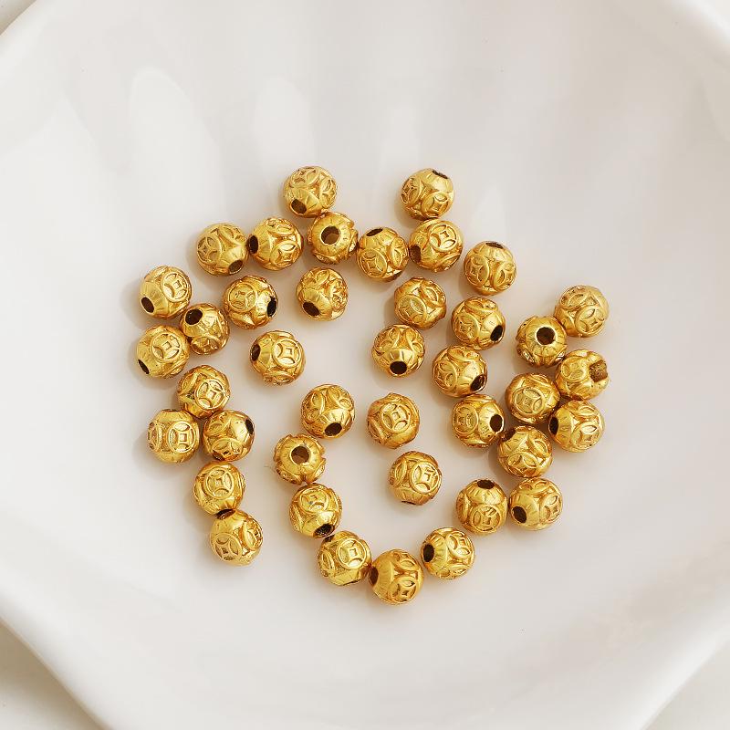 Gold-Plated Copper Coin Spacer Beads for DIY Jewelry and Bracelets