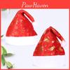 Festive Gold Printed Christmas Hat With Plush Fabric And Cheerful Bells For Holiday Celebrations