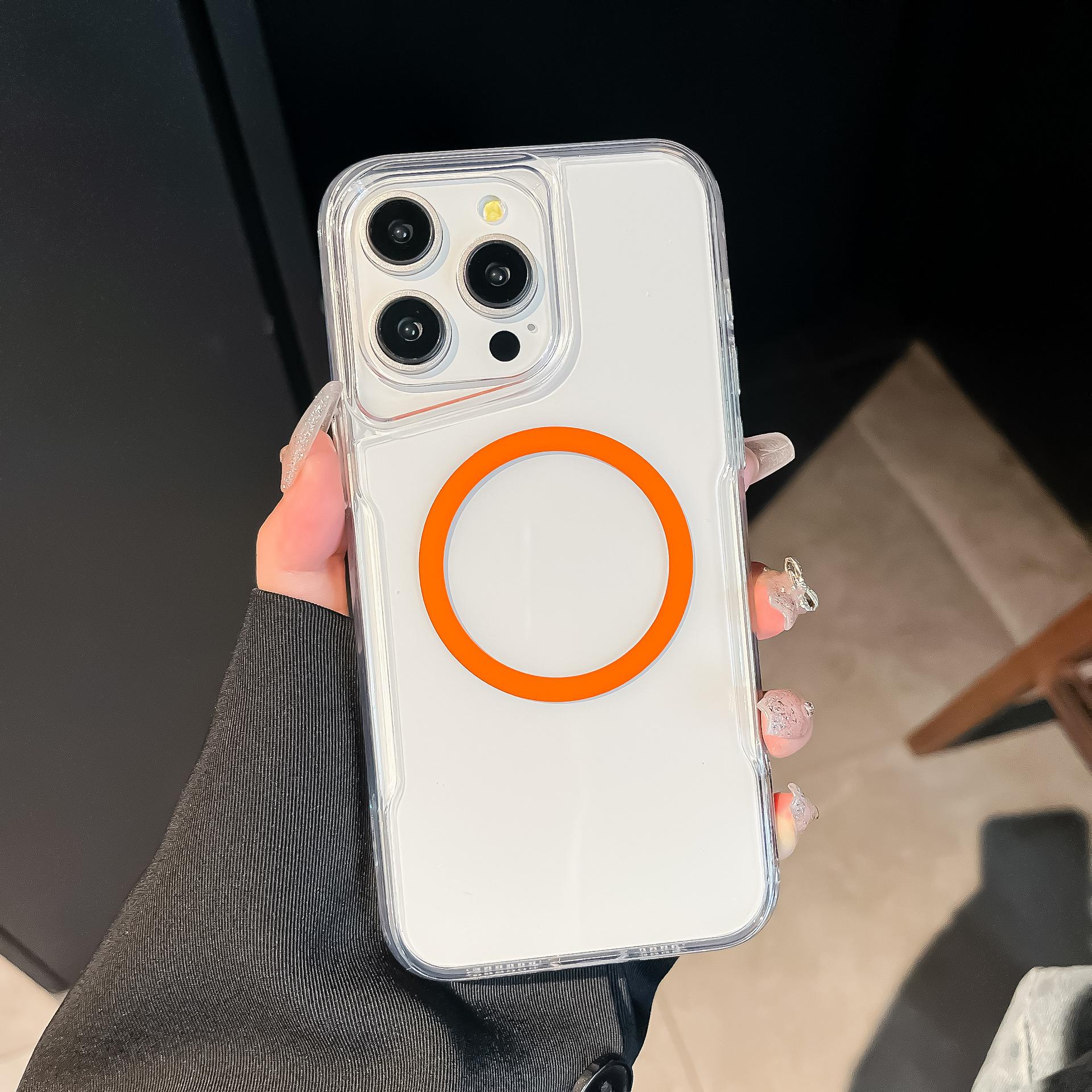 

Armored Slim Waist Suitable for IPhone 16 Magnetic Phone Case Transparent Apple 15 Acrylic 14 Blade Protection Case iPhone12promax