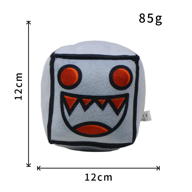 Juguetes de Peluche Cubo Geometry Dash Almohada Pequeña Muñeco de Peluche Relleno Colgante Cuadrado Juego Lindo Decoración para el Hogar Regalo de Cumpleaños para Niños