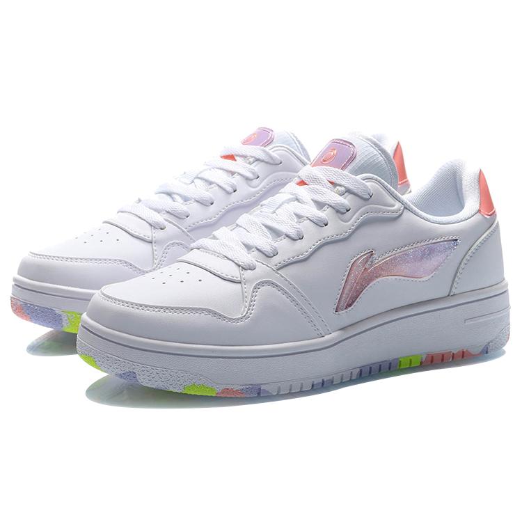 LiNing Slip-Resistant Lightweight Balance Wear-Resistant Low-Top Skateboard Shoes Women's White Purple AGCR342-1