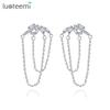 LUOTEEMI Luxury Earings Designs Jewelry Handmade Ear Stud Long Tassel Earrings
