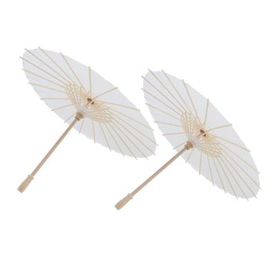2PCS White Paper Umbrella Oiled Paper Painting Decorative Chinese Style Umbrella for Wedding Photo Props