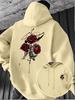 Retro Red Rose Splatter Art Print Hooded Sweatshirt for Men, High Street Niche Casual Pullover Long Sleeve Hoodie