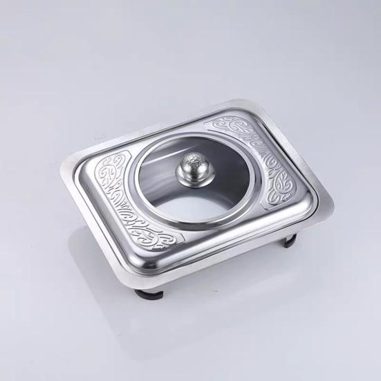 Paslanmaz Çelik Chafing Dish Büfe Isıtıcı Cam Kapaklı Çıkarılabilir Ayaklar Büfeler Oteller Açık Hava Barbekü Catering Hizmeti İçin Yemek Tabağı