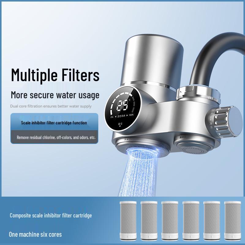 Smart Digital Faucet Water Purifier & Scale Inhibitor - Tap Filter for Kitchen & Bathroom, Detachable & Washable.