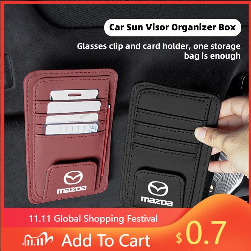 2025 Heiße PU-Leder Auto Sonnenblenden Organizer Box Brillenclip Kartenhalter Für Mazda 2 3 6 5 Atenza CX30 CX90 CX60 CX50 MX30 CX3 C
