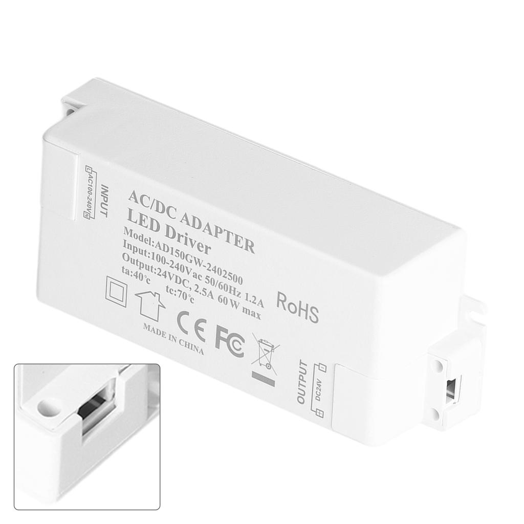 LED Driver DC24V 2.5A 60W LED Light Transformer DIY Lamp Driving Power Supply AC100‑240V