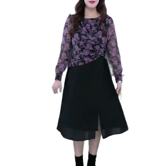 Rochie de Primăvară din Șifon Imprimat Mărimi Mari pentru Femei de Vârstă Mijlocie - Casual, Fluidă, Elegantă