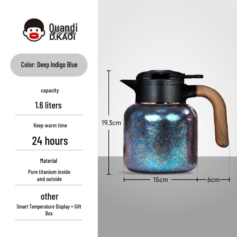 New 2025 Pure Titanium Insulated Stew Pot - Large Capacity Health & Hot Water Kettle Gift. 1600ml