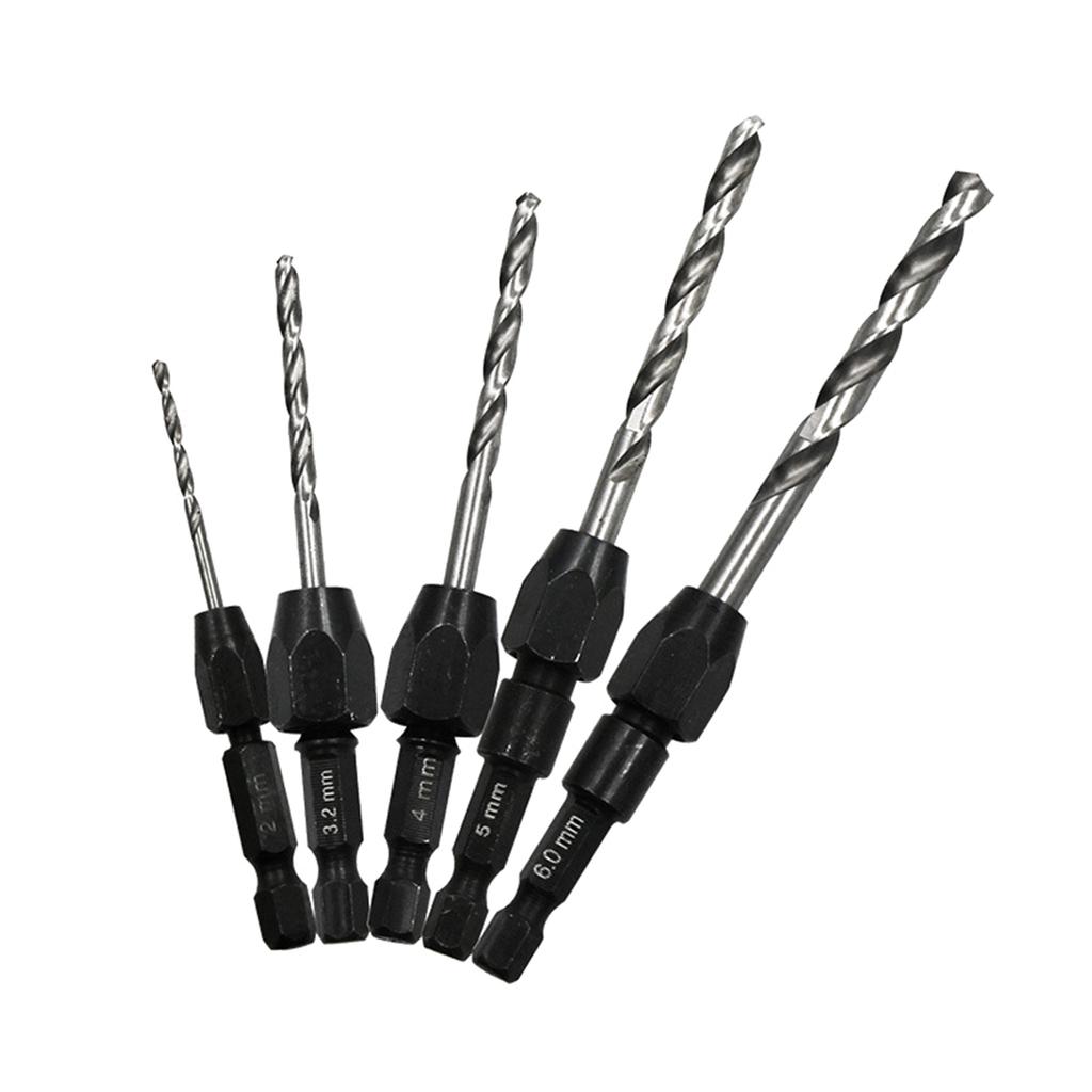 5Pieces Countersink Drill 6542 Cone Bit Set Quick Change Hex Shank Woodworking Screw Reame Metric 2mm To 6mm Drill Bit