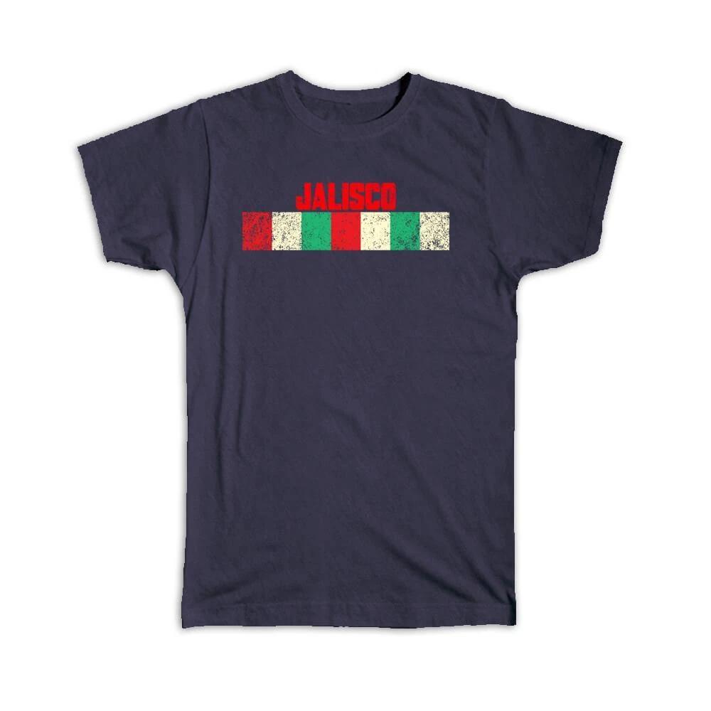 Gift T-Shirt : Jalisco Mexico Distressed Strip Mexican Colors Expat Country 4XL