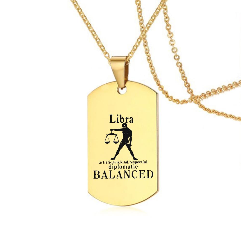 Sternzeichen Halskette für Männer Frauen 12 Konstellation Edelstahl Skorpion Kette Halskette Geburtstagsgeschenk Anhänger Schmuck