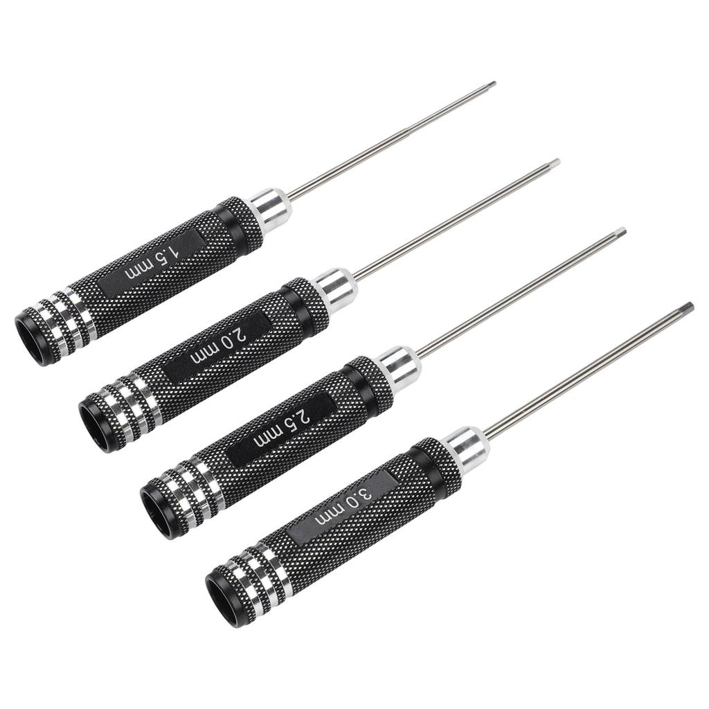 4-Pcs Hexagonal Screwdriver Set Model Tool 1.5/2.0/2.5/3.0mm Black For Remote Control For RC Helicopters Airplanes Transmitters
