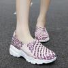 Summer Moccasin Pink Beach Shoes Women Multicolor Casual Weave Slip on Braided Elevator Sneakers Plus Size