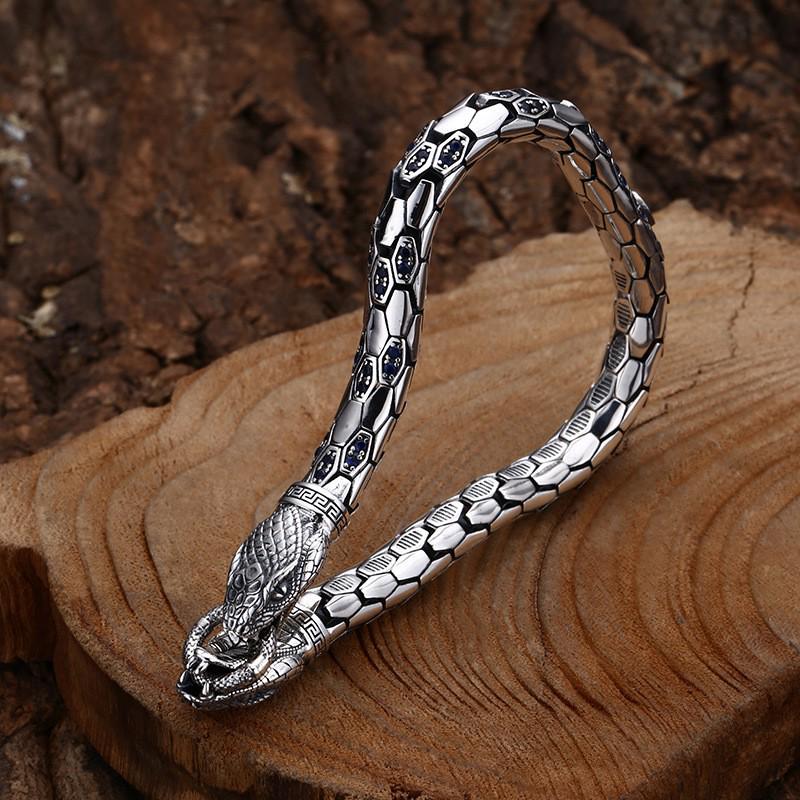Yan Yu 2024 Retro Blue Zircon Snake Chain Unisex High-End Trend Jewelry